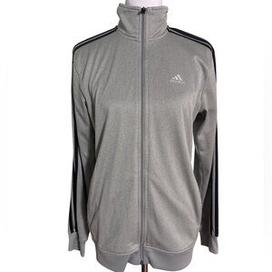 Adidas Gray Loose Fit Track Jacket with Black Stripes